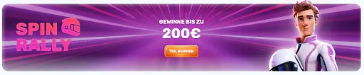 Spin Rally bei Slots Palace – bis zu 200€ gewinnen Slots Palace Spin Rally Promotion mit Fahrer und Gewinn bis 200€